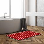 CCXTCZ Polka Dot Bath Mat Vintage Round Cute White Circular Geometric Pattern Full Print Red Background Hippie Funny Simple Bathroom Kitchen Rugs,16x24 Inch