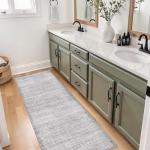 Washable Hallway 2x6 Runner Rugs: Soft Boho Geometric Entryway Kitchen Carpet Non-Slip Neutral Stain-Resistant Floor Mat for Bedroom Bathroom – Gifts for Newlyweds/Household Home Decor(Grey/Ivory,2x6)