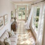 Beeiva Checkered Print Carpet Runners for Hallway 12ft, Beige Neutral Washable Long Hallway Runner Rug 2.5x12, Moroccan Gingham Diamond Carpet Ultra Thin Faux Wool Rug for Kitchen Decor