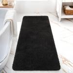 AROGAN Luxury Long Bathroom Runner Rug, 24x60 Inch Thick Soft and Absorbent Microfiber Non Slip Bath Mat, Rubber Backing Quick Dry Rugs Carpets, Machine Washable Plush Mats for Shower Floor, Black