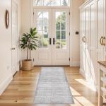 Washable Hallway 2x6 Runner Rugs: Soft Boho Geometric Entryway Kitchen Carpet Non-Slip Neutral Stain-Resistant Floor Mat for Bedroom Bathroom – Gifts for Newlyweds/Household Home Decor(Grey/Ivory,2x6)