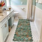 Washable 2x6 Runner Rug for Entryway: Hallway Kitchen Easy-Clean Carpet with Non-Slip Backing Stain-Resistant Low Pile Floor Mat – Perfect for High-Traffic Areas with Pets (2x6 Floral/Green)