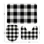 ZHIMI Bathroom Rugs Mats Set 3 Piece Non Slip Bath Rugs ﻿Plaid Pattern White Black Mats Absorbent Shower Rug Soft Toilet Floor Carpet Doormat Machine Washable