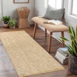 LEEVAN Washable Kitchen Runner Rug, 2' x 4.3' Boho Bathroom Rugs Cotton Tan Reversible Entryway Rug, Farmhouse Hallway Rug Modern Bedroom Carpet for Foyer Front Proch Deco