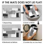 Tayney Grey Geometric Shower Curtain Set with Toilet Lid Cover and Non-Slip Rugs for Bathroom, Black White Checkered 4 Pcs Shower Curtain, Modern Abstract Bathroom Set with 12 Hooks