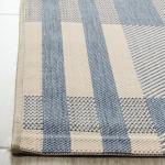 SAFAVIEH Washable Rug Outdoor Courtyard Collection - 2' x 3'7", Beige & Blue, Plaid Pattern, Non-Shedding & Easy Cleaning, Ideal for Patio, Front Door, Entryway, Doormat (CY6201-233)