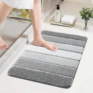 COSY HOMEER Bathroom Rugs 24"x17", Ultra Soft Absorbent Bath Mat with Non-Slip TPR Backing, Machine Washable Shaggy Rug for Bathroom Floor, Grey
