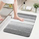 COSY HOMEER Bathroom Rugs 24"x17", Ultra Soft Absorbent Bath Mat with Non-Slip TPR Backing, Machine Washable Shaggy Rug for Bathroom Floor, Grey