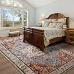 Entryway Washable Rugs 2x3, Low Pile Non-Slip Small Rug, Door Mat, Distressed Printed Patterns Rug for Entrance, Bedroom, Bathroom, Kitchen, Rust Brown