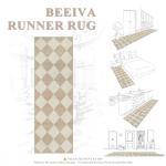 Beeiva Checkered Print Carpet Runners for Hallway 12ft, Beige Neutral Washable Long Hallway Runner Rug 2.5x12, Moroccan Gingham Diamond Carpet Ultra Thin Faux Wool Rug for Kitchen Decor