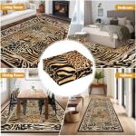 Leopard Runner Rug 2x6, Soft Leopard Patchwork Print Washable Rug Runners for Hallways Non-Slip Kitchen Runner, Low Pile Carpet Runners for Bedroom Laundry Kitchen, Brown