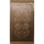 Modefa Luxury Velvet Prayer Rug with Prayer Beads | Soft Elegant Muslim Turkish Janamaz Sajada Carpet for Men and Women | Plain Solid Prayer Mat Ramadan Eid Gift - Paisley (Golden Beige)