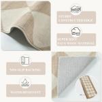 Beeiva Checkered Print Carpet Runners for Hallway 12ft, Beige Neutral Washable Long Hallway Runner Rug 2.5x12, Moroccan Gingham Diamond Carpet Ultra Thin Faux Wool Rug for Kitchen Decor