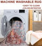 Entryway Washable Rugs 2x3, Low Pile Non-Slip Small Rug, Door Mat, Distressed Printed Patterns Rug for Entrance, Bedroom, Bathroom, Kitchen, Rust Brown