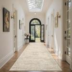 Soalmost Washable Runner Rug, 2'6" x 8' Non-Slip Kitchen Vintage Foldable Hallway Runners for Entryway, Laundry, Bedroom, Beige