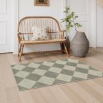 Beeiva Checkered Rug Runners for Hallways Non Slip, 2x4 Washable Runner Rug for Kitchen Ultra Thin Green Entryway Runner, Gingham Diamond Decor Farmhouse Throw Carpet for Bathroom Laundry