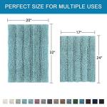 H.VERSAILTEX Extra Thick Chenille Striped Pattern Bath Rugs for Bathroom Non Slip - Soft Plush Shaggy Mats for Floor, Indoor, Entryway (Aqua Haze, 32 x 20 Plus 24 x 17 - Inches)