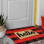 SEEKSEE Cotton Buffalo Plaid Rug 27.5"x43" Black and Red Checked Rug Washable Doormats Indoor Outdoor Rugs for Layered Front Door Mats, Porch, Kitchen, Farmhouse, Entryway