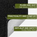 AROGAN Luxury Long Bathroom Runner Rug, 24x60 Inch Thick Soft and Absorbent Microfiber Non Slip Bath Mat, Rubber Backing Quick Dry Rugs Carpets, Machine Washable Plush Mats for Shower Floor, Black