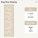 Soalmost Washable Runner Rug, 2'6" x 8' Non-Slip Kitchen Vintage Foldable Hallway Runners for Entryway, Laundry, Bedroom, Beige