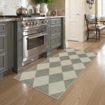 Beeiva Checkered Rug Runners for Hallways Non Slip, 2x4 Washable Runner Rug for Kitchen Ultra Thin Green Entryway Runner, Gingham Diamond Decor Farmhouse Throw Carpet for Bathroom Laundry