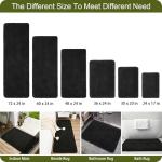 AROGAN Luxury Long Bathroom Runner Rug, 24x60 Inch Thick Soft and Absorbent Microfiber Non Slip Bath Mat, Rubber Backing Quick Dry Rugs Carpets, Machine Washable Plush Mats for Shower Floor, Black
