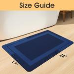 Ultra Thin Bath Mat, Upgrade Backing Non Slip Thin Bath Mats Fit Under Door, Quick Dry Ultra Absorbent Bathroom Rugs, Machine Washable Bath Rugs for Bathroom, Bathtub, Dark Blue/Bordered/24"x17"