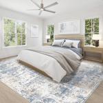 Blue 8x10 Washable Modern Abstract Area Rug