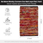 Rug Area Rugs Cotton 2x3 Ft Multicolour Chindi for Livingroom Bedroom Washable RagRug Reversible Farmhouse Kitchen RunnerRug Carpet Area Runner Mat for Hallway, Entryway 24x36 Inch