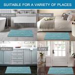 H.VERSAILTEX Extra Thick Chenille Striped Pattern Bath Rugs for Bathroom Non Slip - Soft Plush Shaggy Mats for Floor, Indoor, Entryway (Aqua Haze, 32 x 20 Plus 24 x 17 - Inches)