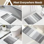 COSY HOMEER Bathroom Rugs 24"x17", Ultra Soft Absorbent Bath Mat with Non-Slip TPR Backing, Machine Washable Shaggy Rug for Bathroom Floor, Grey