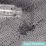 Turquoize Gray Kitchen Runner Chenille Shag Area Rug Non Slip Backing for Floor Runner Rug with Water Absorbent Bath Room Mat for Tub/Living Room, 59" X 20", Dove Gray, Striped Pattern