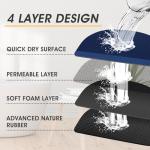 Ultra Thin Bath Mat, Upgrade Backing Non Slip Thin Bath Mats Fit Under Door, Quick Dry Ultra Absorbent Bathroom Rugs, Machine Washable Bath Rugs for Bathroom, Bathtub, Dark Blue/Bordered/24"x17"