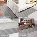 Turquoize Gray Kitchen Runner Chenille Shag Area Rug Non Slip Backing for Floor Runner Rug with Water Absorbent Bath Room Mat for Tub/Living Room, 59" X 20", Dove Gray, Striped Pattern