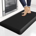 4/5 Inch Thick Kitchen Mats for Floor, StepRite Kitchen Rug for Standing Desk, Non-Slip, Thicker, Stain Resistant, Water Resistant, Comfort Anti Fatigue Floor Mat for Home, Kitchen, Office - Black