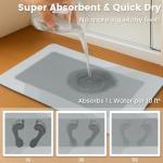 ArtyCozy Super Absorbent Stain Resistant Soft Bath Mat, Non-Slip Bathroom Rug with Rubber Backing, Thin Bath Rug, Easy Care Shower Mat for Bathroom Floor Bathtub Shower Sink, Grey, 17'' × 27''