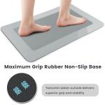 ArtyCozy Super Absorbent Stain Resistant Soft Bath Mat, Non-Slip Bathroom Rug with Rubber Backing, Thin Bath Rug, Easy Care Shower Mat for Bathroom Floor Bathtub Shower Sink, Grey, 17'' × 27''