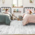 5x7 Area Rugs Washable Rug, Abstract Living Room Rug Large Neutral Modern Area Rug Soft Non Slip Low Pile Stain Resistant Indoor Carpet for Bedroom Nursery Kids Dining Room Office(Grey, 5'x7')
