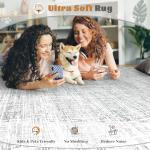 5x7 Area Rugs Washable Rug, Abstract Living Room Rug Large Neutral Modern Area Rug Soft Non Slip Low Pile Stain Resistant Indoor Carpet for Bedroom Nursery Kids Dining Room Office(Grey, 5'x7')