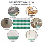 uxcell Buffalo Check Rug,Plaid Outdoor Rug,Layered Door Mat,Cotton Gingham Rugs,Floor Mat for Front Porch/Runner/Bedroom/Kitchen/Farmhouse 35"x24" Green & White