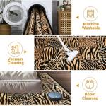 Leopard Runner Rug 2x6, Soft Leopard Patchwork Print Washable Rug Runners for Hallways Non-Slip Kitchen Runner, Low Pile Carpet Runners for Bedroom Laundry Kitchen, Brown