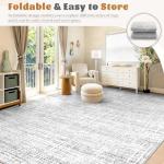 5x7 Area Rugs Washable Rug, Abstract Living Room Rug Large Neutral Modern Area Rug Soft Non Slip Low Pile Stain Resistant Indoor Carpet for Bedroom Nursery Kids Dining Room Office(Grey, 5'x7')