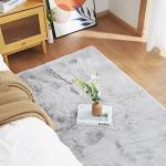 Latepis Fluffy Machine Washable Rug Grey Area Rugs 3X5 Soft Faux Rabbit Fur Rug for Living Room Furry Shag Rugs Fluffy Carpet for Bedroom Plush Nursery