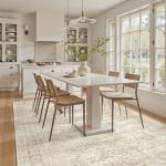 Soalmost 5x7 Area Rugs Beige Low Pile Indoor Washable Trendy Faded Style Rugs for Bedroom Living Room Dining Room Foldable Non-Slip Thin Print Home Office Mat