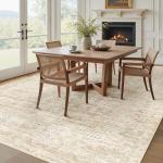 Beige 8x10 Washable Moroccan Geometric Rug