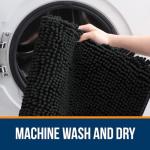 OLANLY Black Bathroom Rug 30x20, Extra Soft Absorbent Chenille Bath Rugs, Rubber Backing Quick Dry, Machine Washable Bath Mats for Bathroom Floor, Tub and Shower, Home Decor Accessories