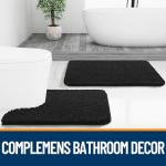 OLANLY Black Bathroom Rug 30x20, Extra Soft Absorbent Chenille Bath Rugs, Rubber Backing Quick Dry, Machine Washable Bath Mats for Bathroom Floor, Tub and Shower, Home Decor Accessories