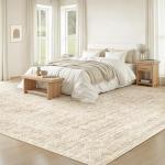 Beige 8x10 Washable Moroccan Geometric Rug
