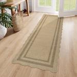 LIVEBOX Scalloped Washable 2x6 Kitchen Runner Rug, Easy Jute Geometri Tan Rugs for Entryway, Indoor Outdoor Non Slip Rug Farmhouse Morden Carpet Door Mat Area Rug for Bedroom Laundry Room Hallway