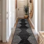Rugshop Bohemian Stripe Stain Resistant Carpet High Traffic for Hallway Entryway Living Room Kitchen Bedroom Laundry Runner Rug 2' x 7' Black